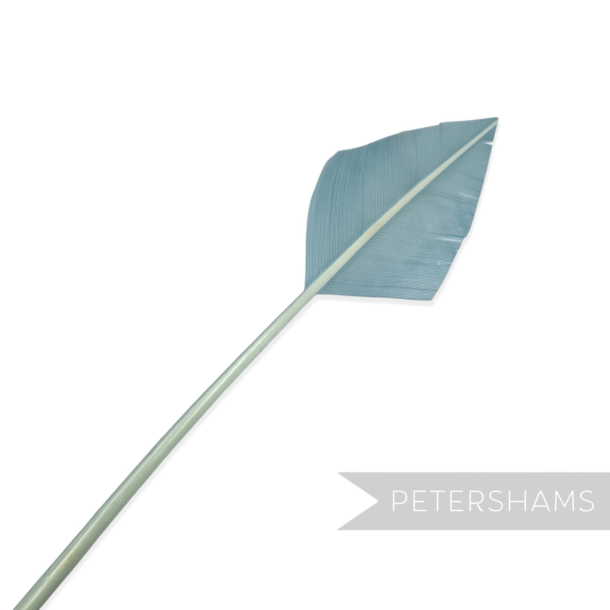 Petershams Millinery Supplies duck egg blue arrowhead turkey quill feather for hats and fascinators