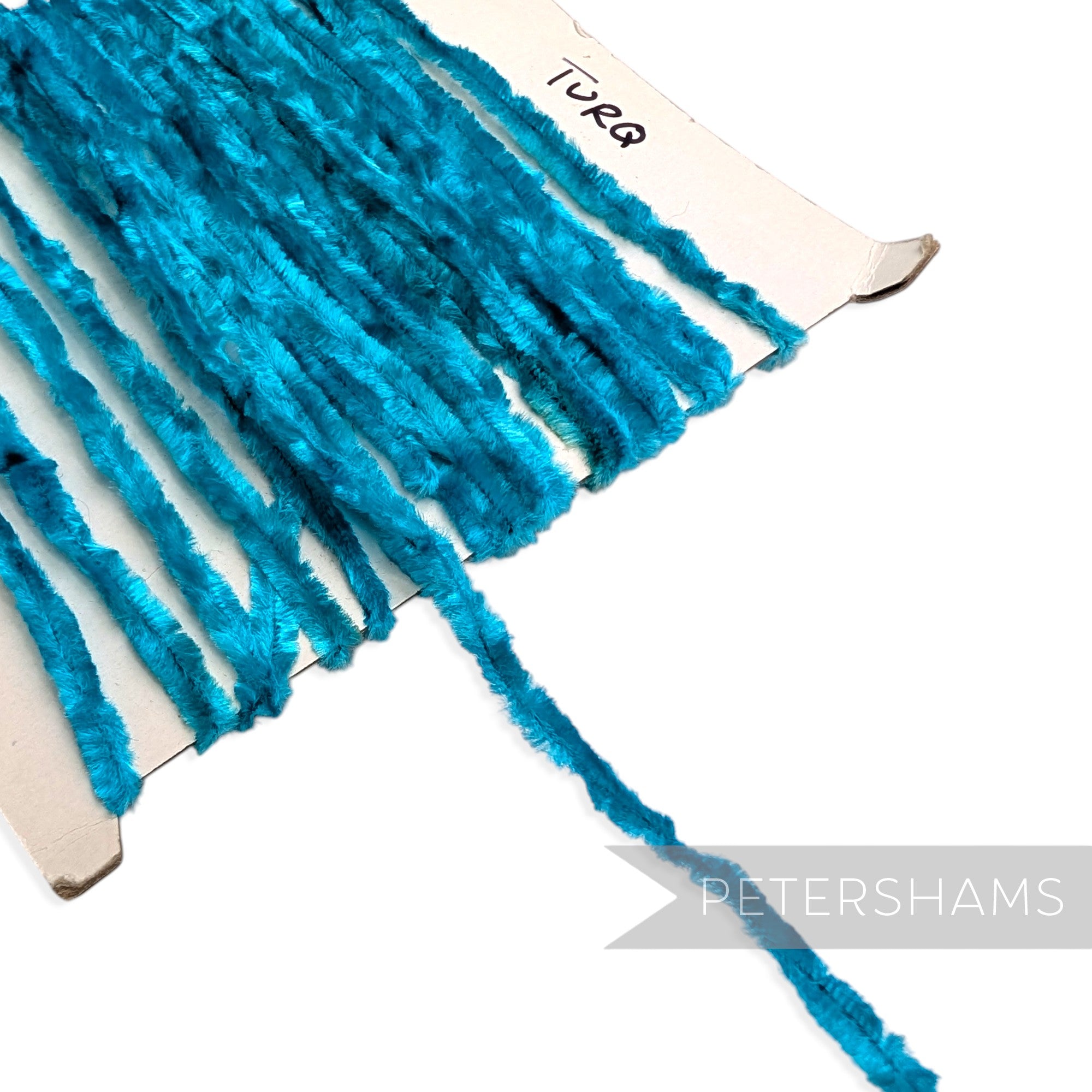 Petershams Millinery Supplies vintage turquoise chenille wire on a card for hat making and veiling dots