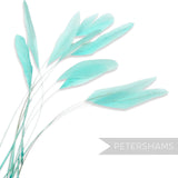 Petershams Millinery Supplies long loose turquoise stripped coque feathers for millinery and fascinator making