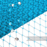 Petershams Millinery Supplies turquoise diamond-pattern veiling embellished with clear acrylic diamantes