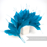 Petershams Millinery Supplies large turquoise spiky goose feather wired millinery mount for headpieces