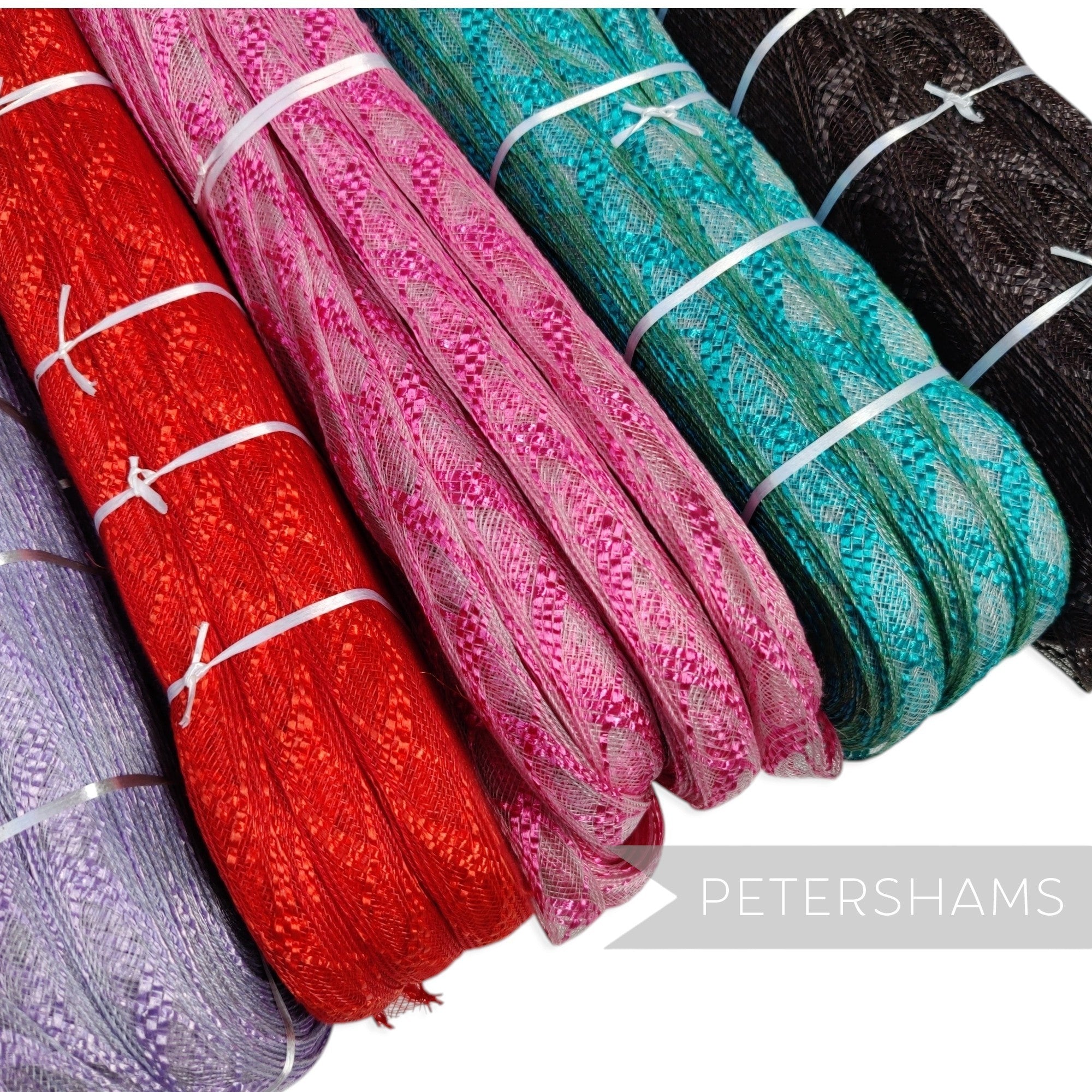 Petershams Millinery Supplies 20mm tutti frutti crin and polybraid millinery braid in various vibrant colours