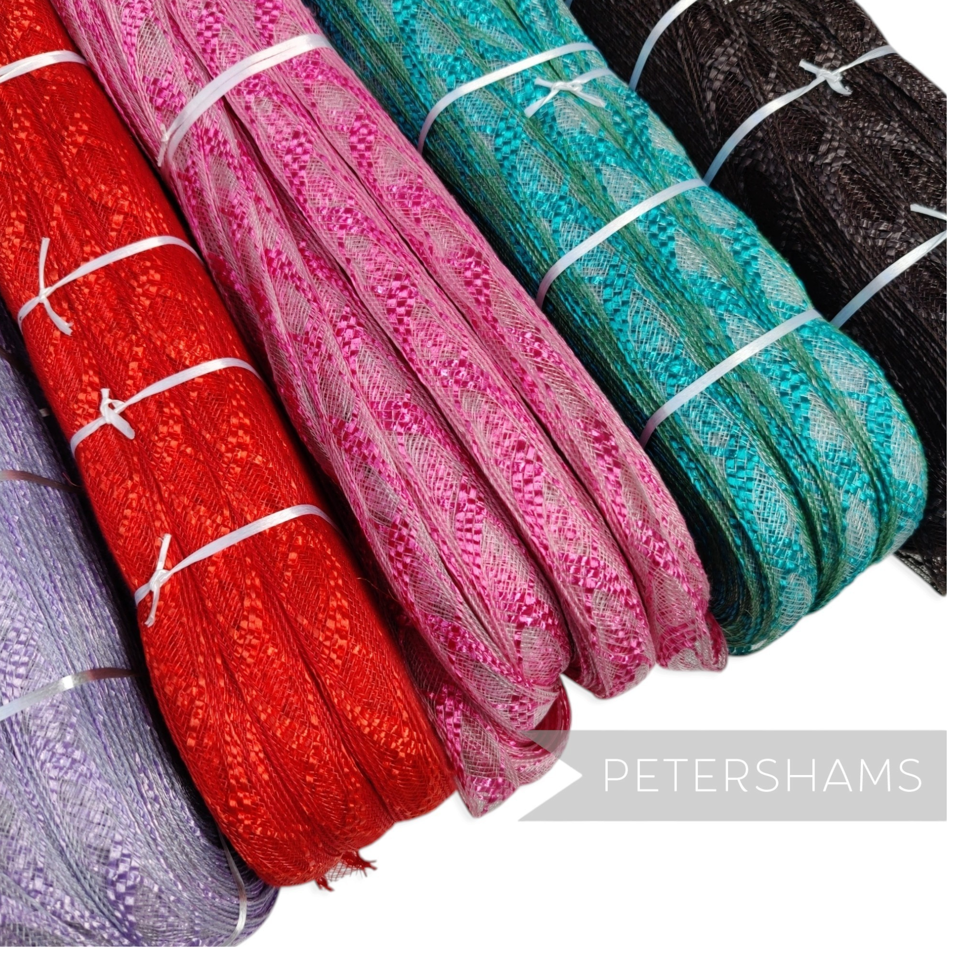 Petershams Millinery Supplies 20mm tutti frutti crin and polybraid millinery braid in various vibrant colours