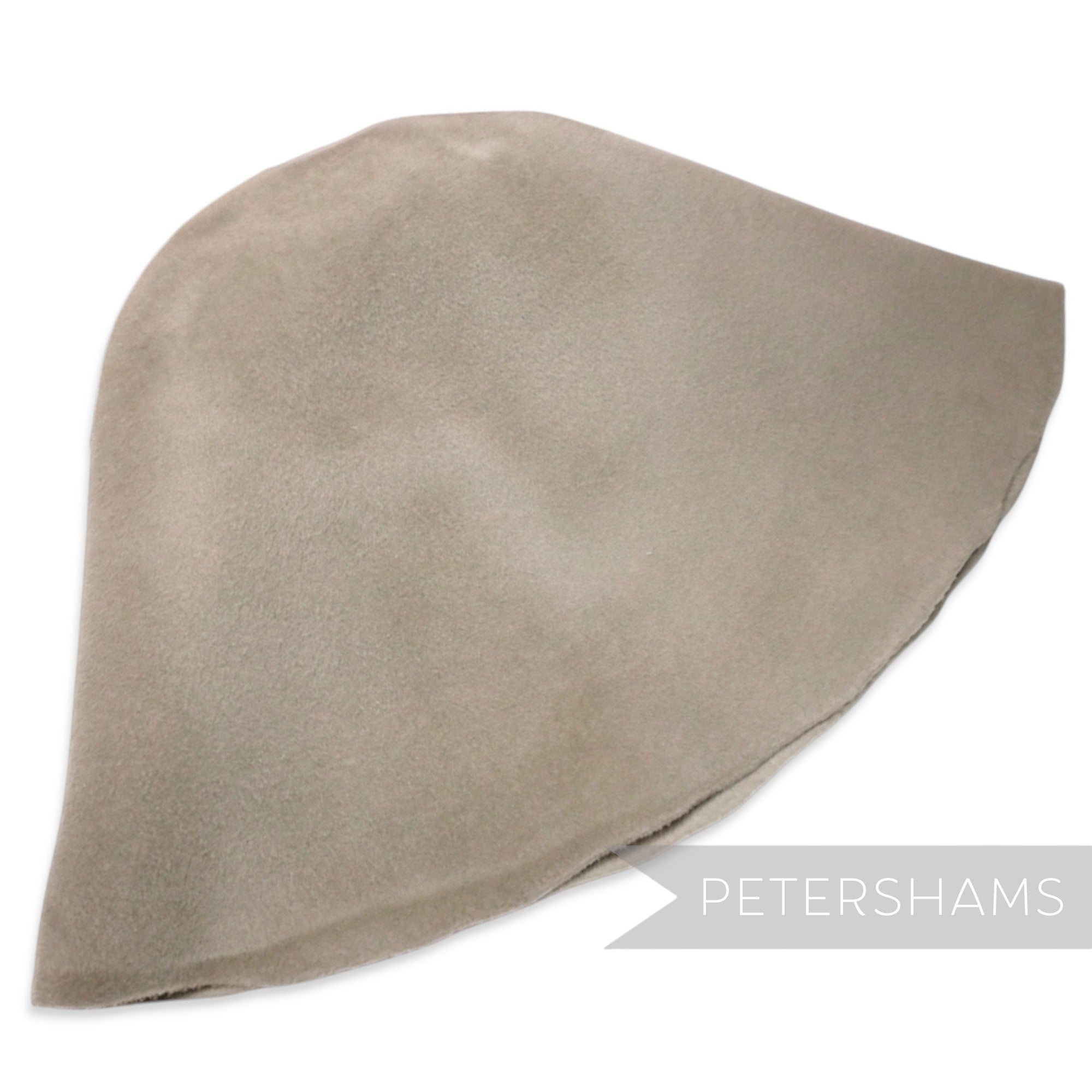 Petershams Millinery Supplies extra large peachbloom velour fur felt hat body in a earth grey tone