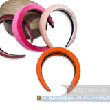 Petershams Millinery Supplies velvet 40mm super padded headbands in various bright colours with black braid lining