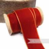 Petershams Millinery Supplies 36mm auburn French velvet ribbon on a wooden spool for millinery and craft project