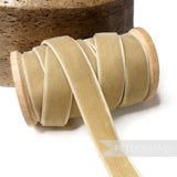 Petershams Millinery Supplies vintage 16mm blonde rayon velvet ribbon on a wooden spool