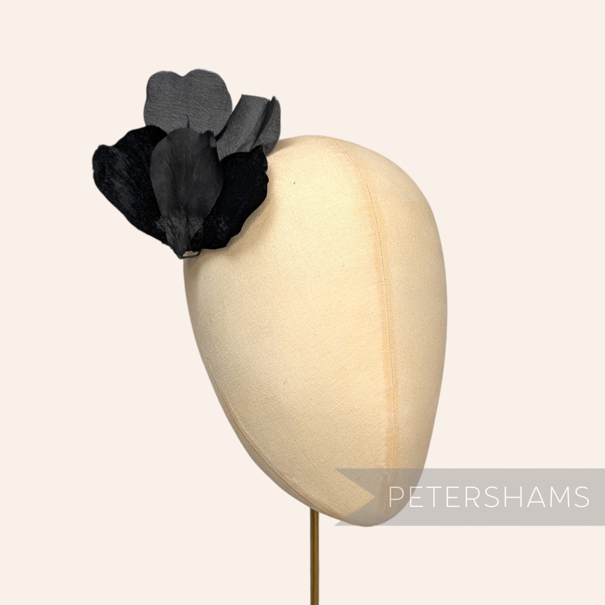 Petershams Millinery Supplies vintage black silk and velvet wired flower petals