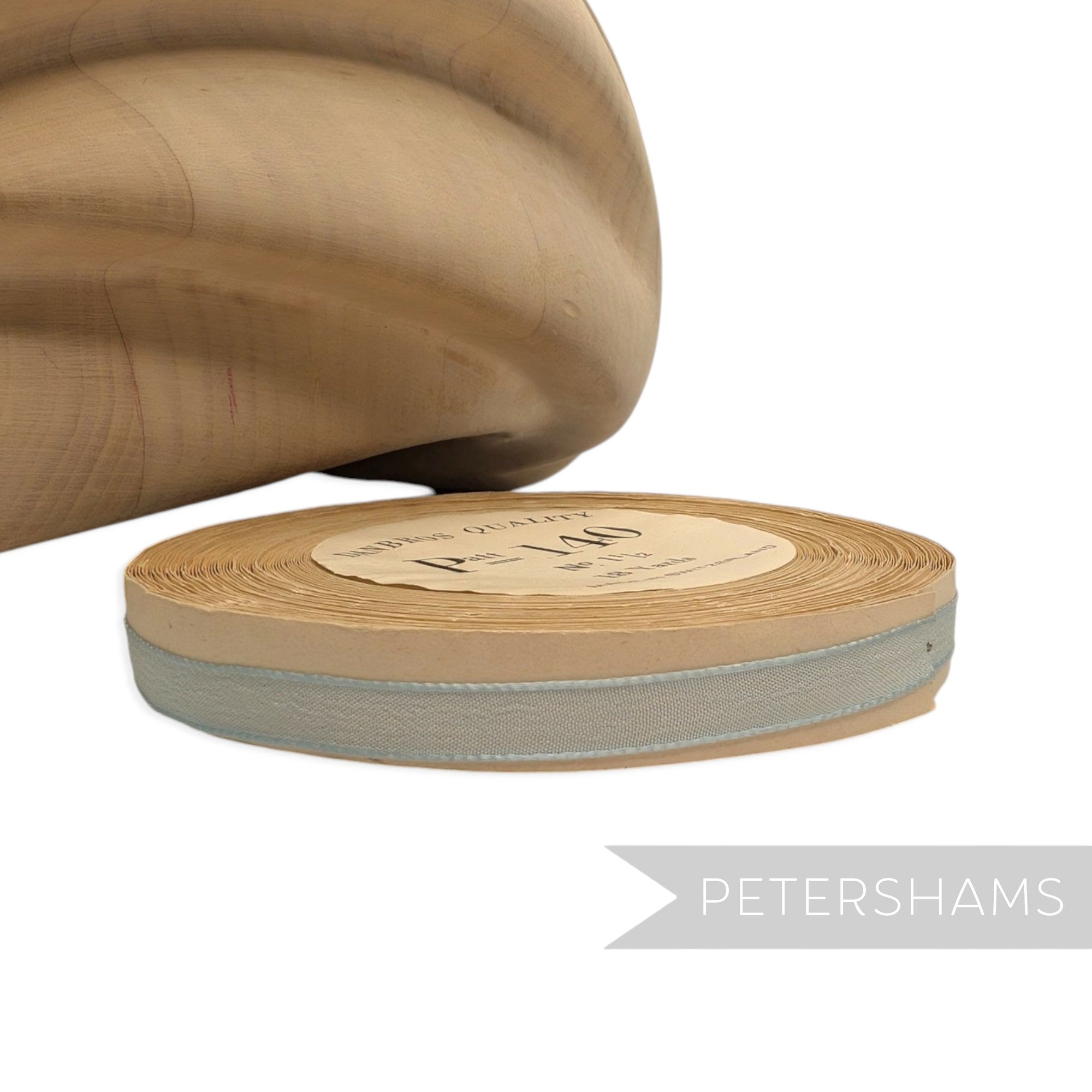Petershams Millinery Supplies vintage pale blue textured rayon crepe ribbon roll for hat making