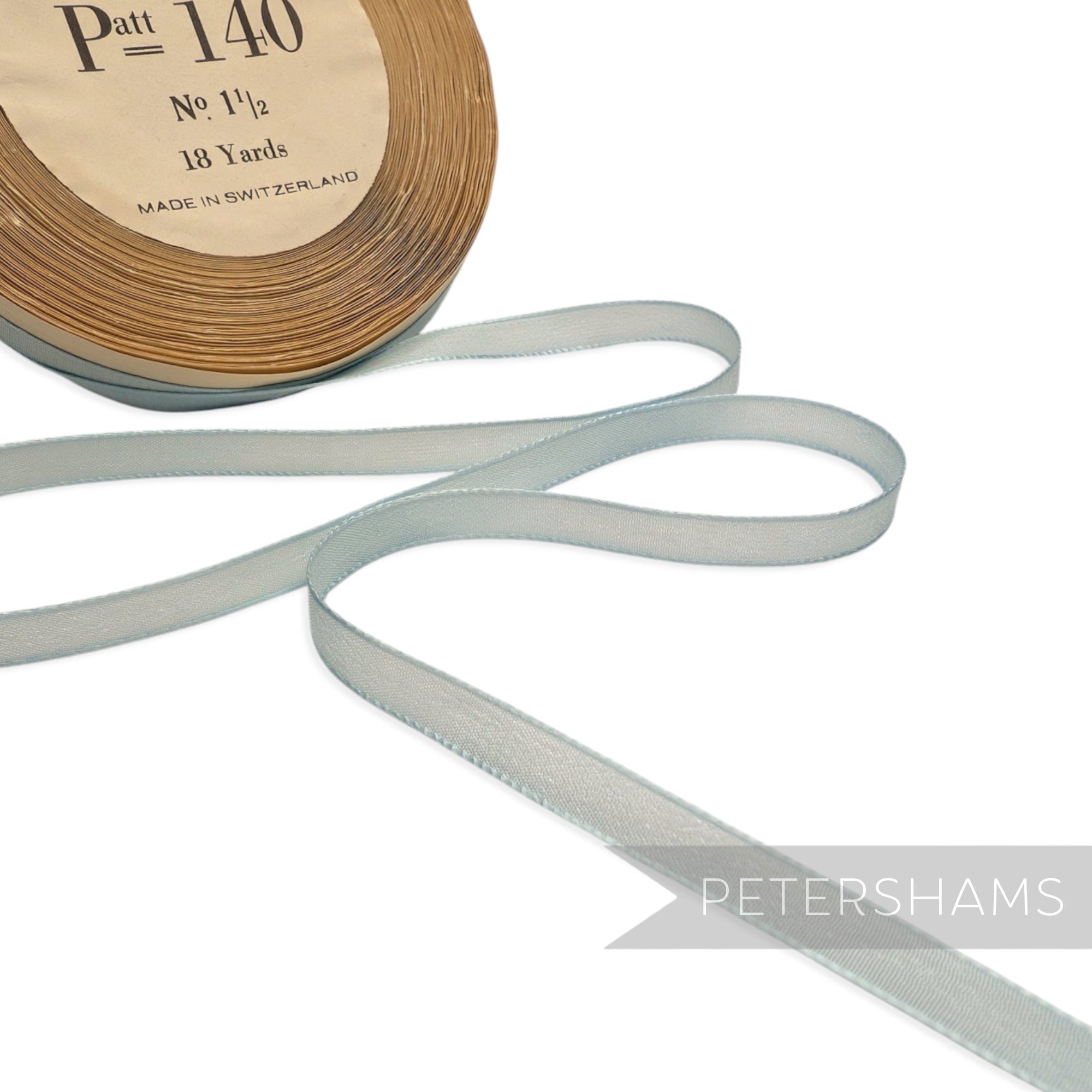 Petershams Millinery Supplies vintage pale blue Swiss rayon crepe ribbon on a 16m roll with textured finish

vintage christmas