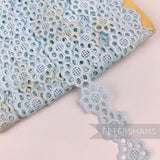 Petershams Millinery Supplies vintage 25mm light blue daisy lace trim with delicate floral pattern