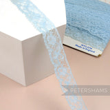 Petershams Millinery Supplies vintage 16mm pale blue floral nylon lace ribbon trim from the 1960s