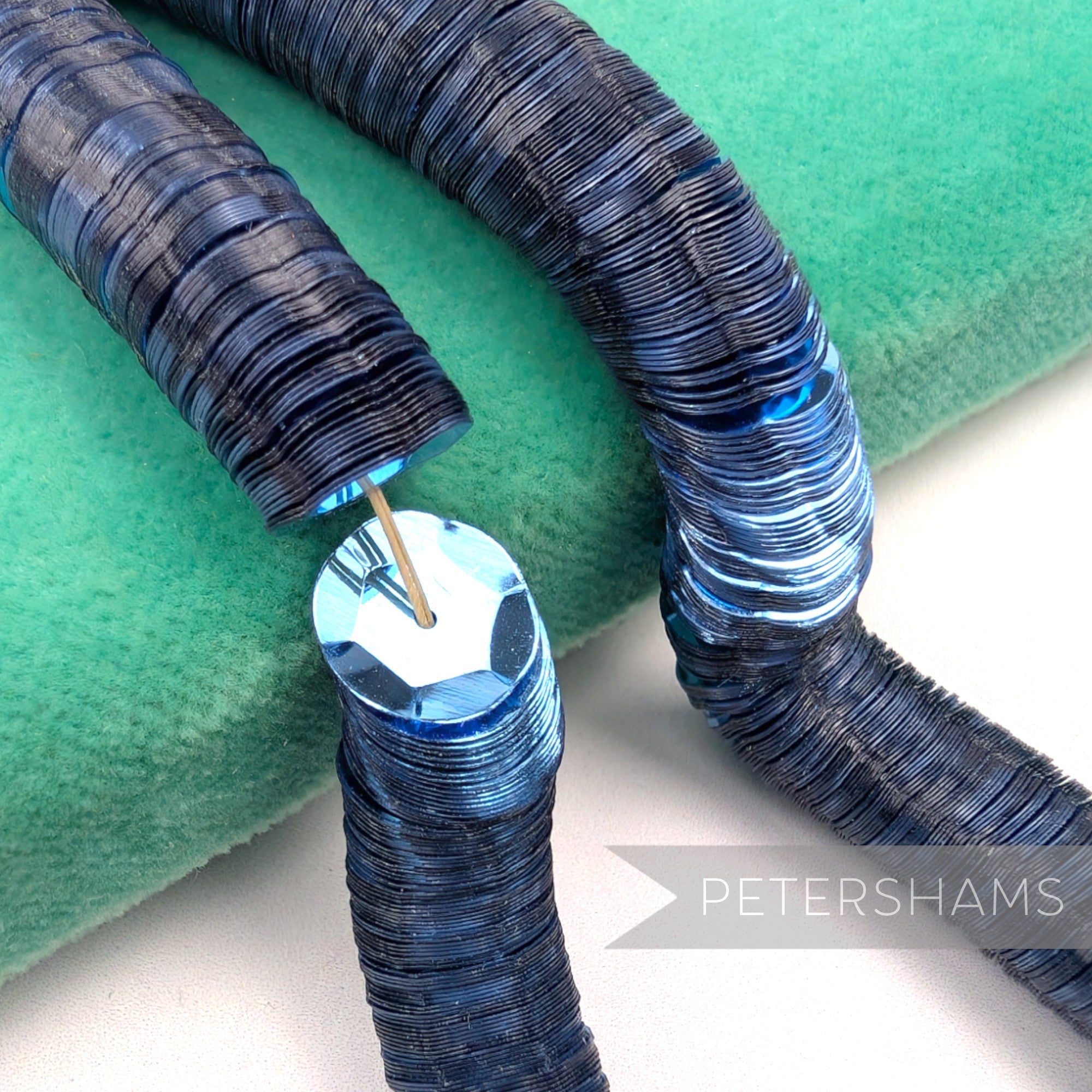 Petershams Millinery Supplies vintage 10mm cupped blue sequins on a string for embroidery and bridal work