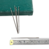 Petershams Millinery Supplies set of five long-eyed vintage bookbinder needles for embroidery and millinery work.