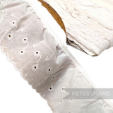 Petershams Millinery Supplies vintage white 75mm broderie anglaise lace trim with floral pattern and scalloped edge