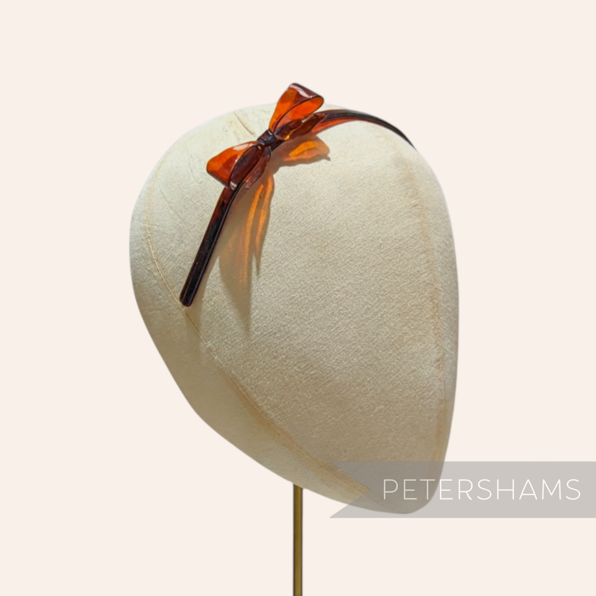 Petershams Millinery Supplies vintage 1950s brown plastic bow headband