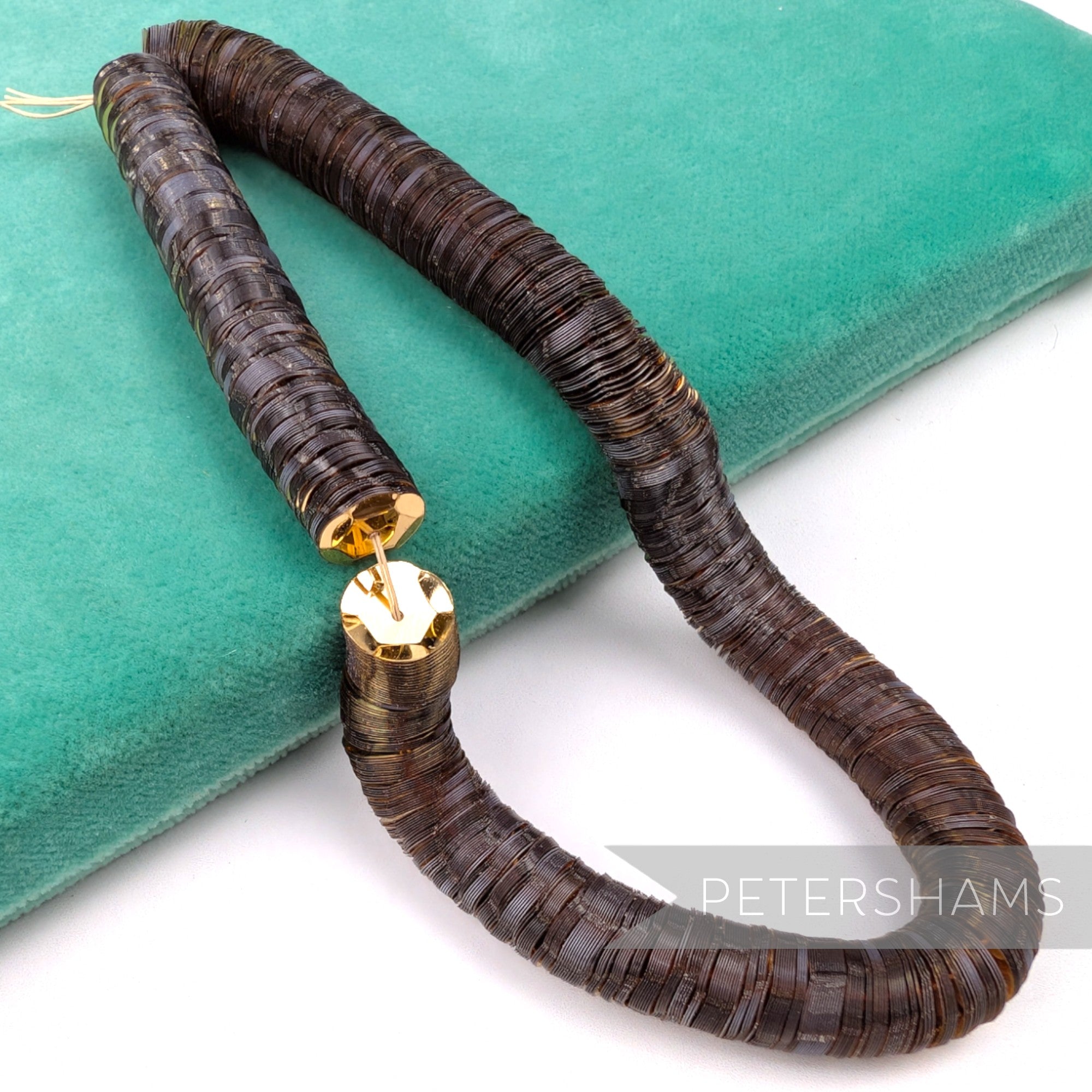 Petershams Millinery Supplies 10mm vintage cupped dark brown sequins on a string for embroidery and bridal work