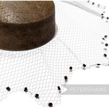 Petershams Millinery Supplies vintage 1930s honeycomb veiling round with chevron edge and dark chenille dots