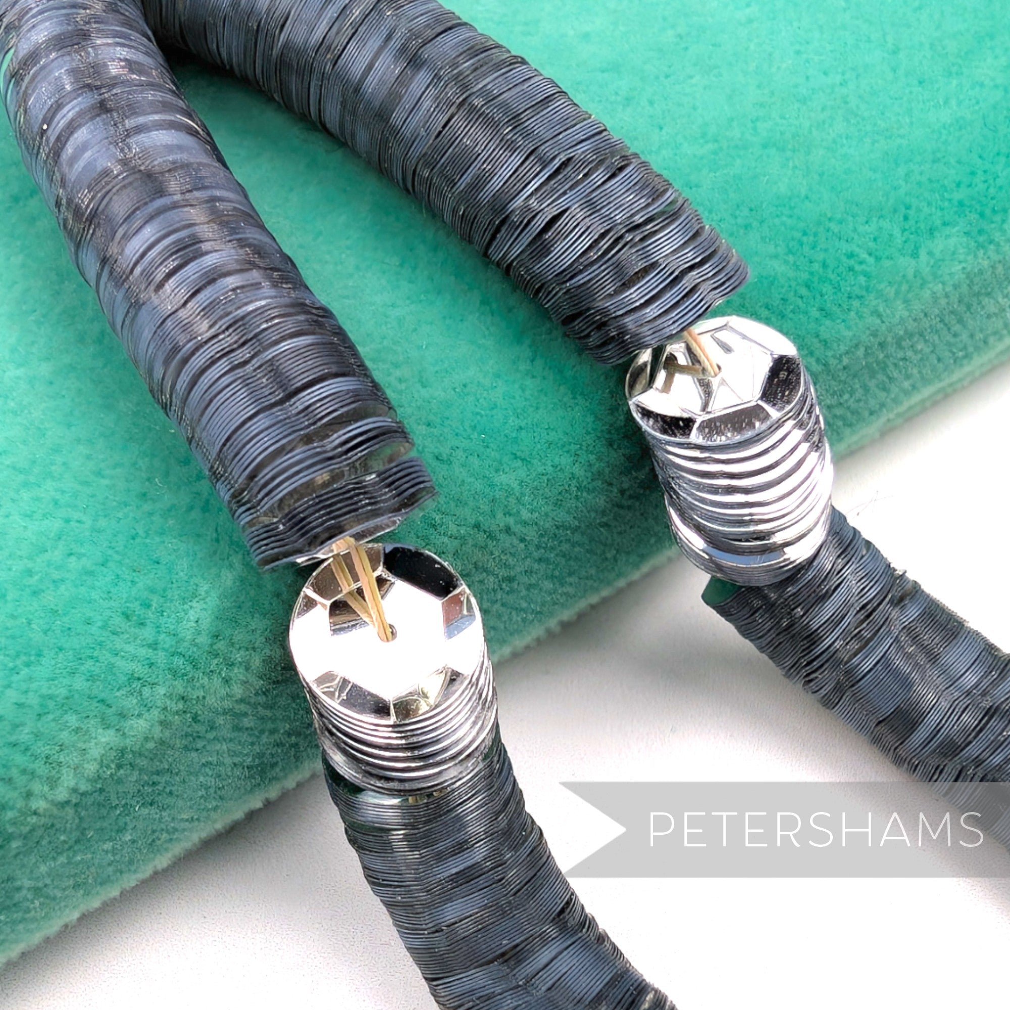 Petershams Millinery Supplies vintage 10mm cupped dark grey sequins on embroidery worm strings for tambour work