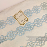 Petershams Millinery Supplies vintage 25mm light blue daisy lace trim with Austrian label