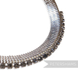 Petershams Millinery Supplies vintage metal toothed headband with darkened grey diamante stones for bun styling