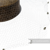 Petershams Millinery Supplies vintage white honeycomb veiling round with fluffy chenille dots on the outer edge
