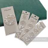 Petershams Millinery Supplies vintage Elizabeth white plastic buttons on original display cards
