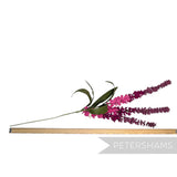 Petershams Millinery Supplies vintage Czech fabric lupini flower with triple purple blooms and green wired leaves