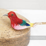 Petershams Millinery Supplies vintage multicolour feather bird ornament with hand-painted details