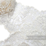 Petershams Millinery Supplies vintage 1980s white floral bridal lace with double scalloped eyelash edges