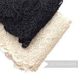 Petershams Millinery Supplies vintage 1980s floral lace trim with double scallop edge in black and cream