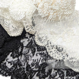 Petershams Millinery Supplies vintage 1980s floral lace trim with double scallop edge in black and white