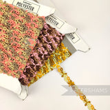 Petershams Millinery Supplies vintage 1960s 15mm psychedelic flower guipure polyester trim in assorted retro colours
