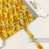 Petershams Millinery Supplies vintage 1960s 15mm mustard yellow psychedelic flower guipure polyester lace trim
