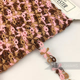Petershams Millinery Supplies vintage 1960s 15mm pink and brown psychedelic flower guipure polyester trim