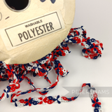 Petershams Millinery Supplies vintage 1960s 15mm red white and blue psychedelic flower guipure polyester trim