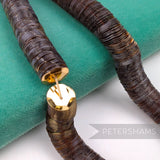 Petershams Millinery Supplies 10mm vintage cupped brown sequins on a string for embroidery and bridal work.