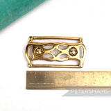 Petershams Millinery Supplies vintage 1980s ornate gold metal interlocking buckle with 50mm ribbon slot