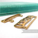 Petershams Millinery Supplies vintage 1980s ornate gold interlocking metal buckle for 50mm ribbon