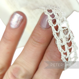 Petershams Millinery Supplies vintage 14mm loose knit grid lace trim with light discolouration and foxing
