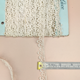 Petershams Millinery Supplies vintage 15mm natural cotton guipure lace trim with a loopy loop design on a card