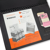 Petershams Millinery Supplies vintage 1970s bound sample card featuring Goodman's Windopaks hair grip packaging
