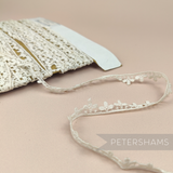Petershams Millinery Supplies vintage 1950s ivory cotton guipure lace trim with star and fleur droplet design