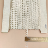 Petershams Millinery Supplies vintage ivory guipure lace trim with a prized doughnut pattern on a cardboard spool.