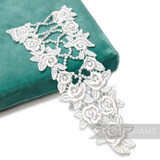 Petershams Millinery Supplies vintage off-white V-shaped guipure lace floral rose motif for bridal headpieces