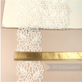 Petershams Millinery Supplies 6cm off-white vintage 1960s guipure lace trim with a delicate fine leaf design