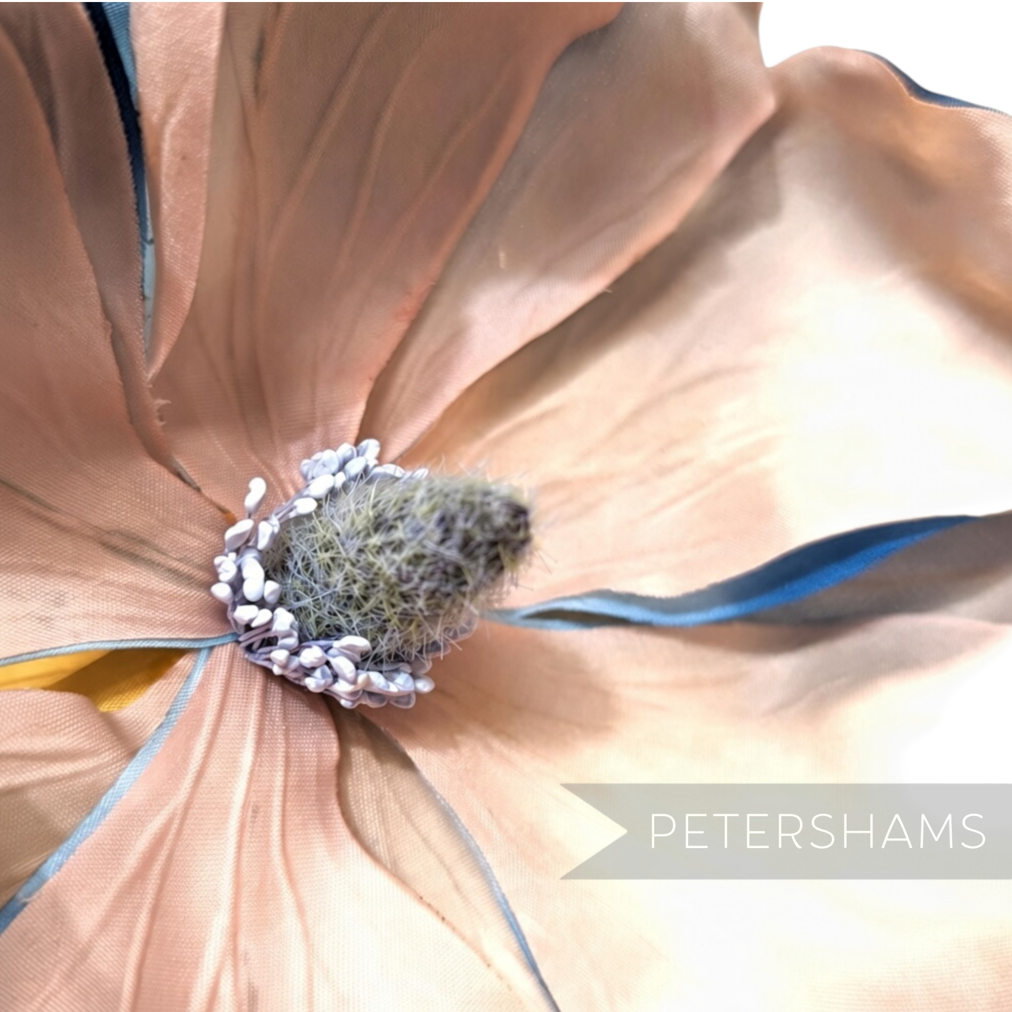 Petershams Millinery Supplies vintage 1980s large fabric magnolia flower with peach petals and central stamens