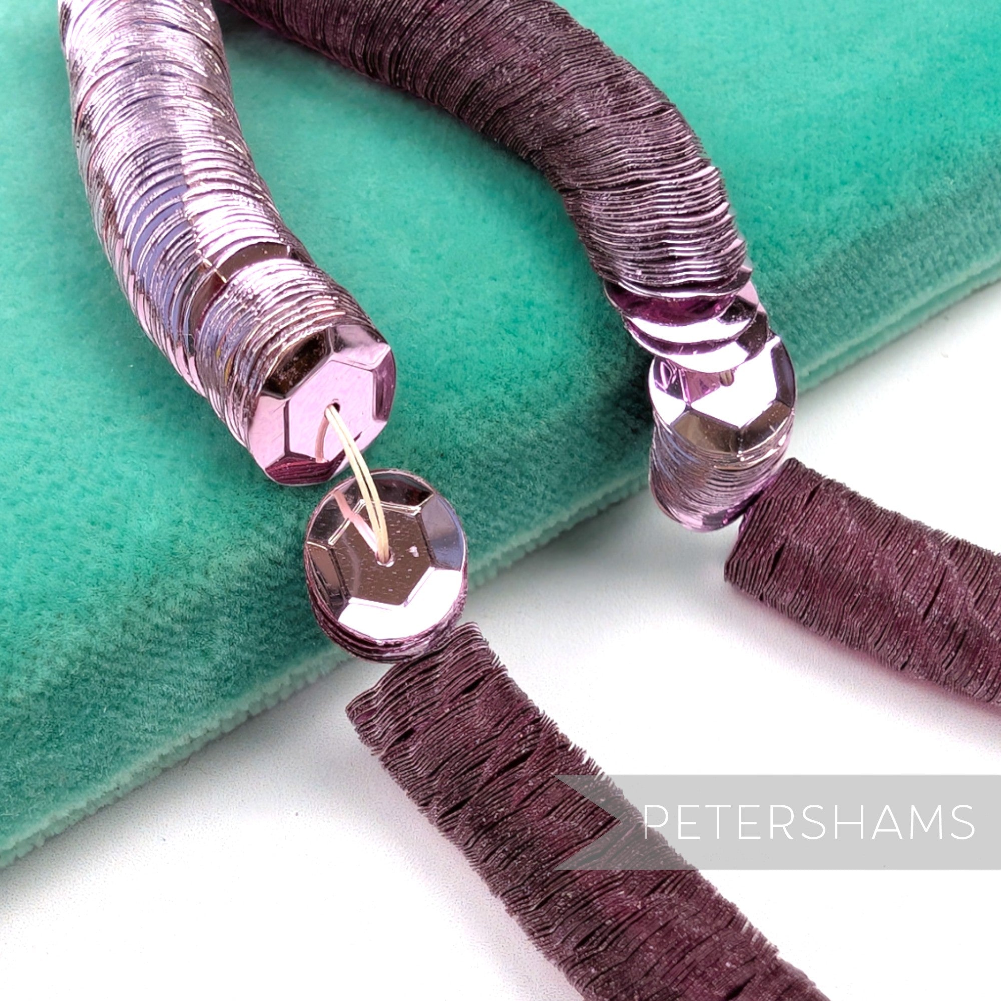 Petershams Millinery Supplies vintage 10mm cupped purple sequin worm strings for embroidery and bridal work