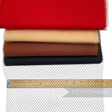Petershams Millinery Supplies vintage nylon veiling in red, beige, brown, and black with a measuring tape for scale.