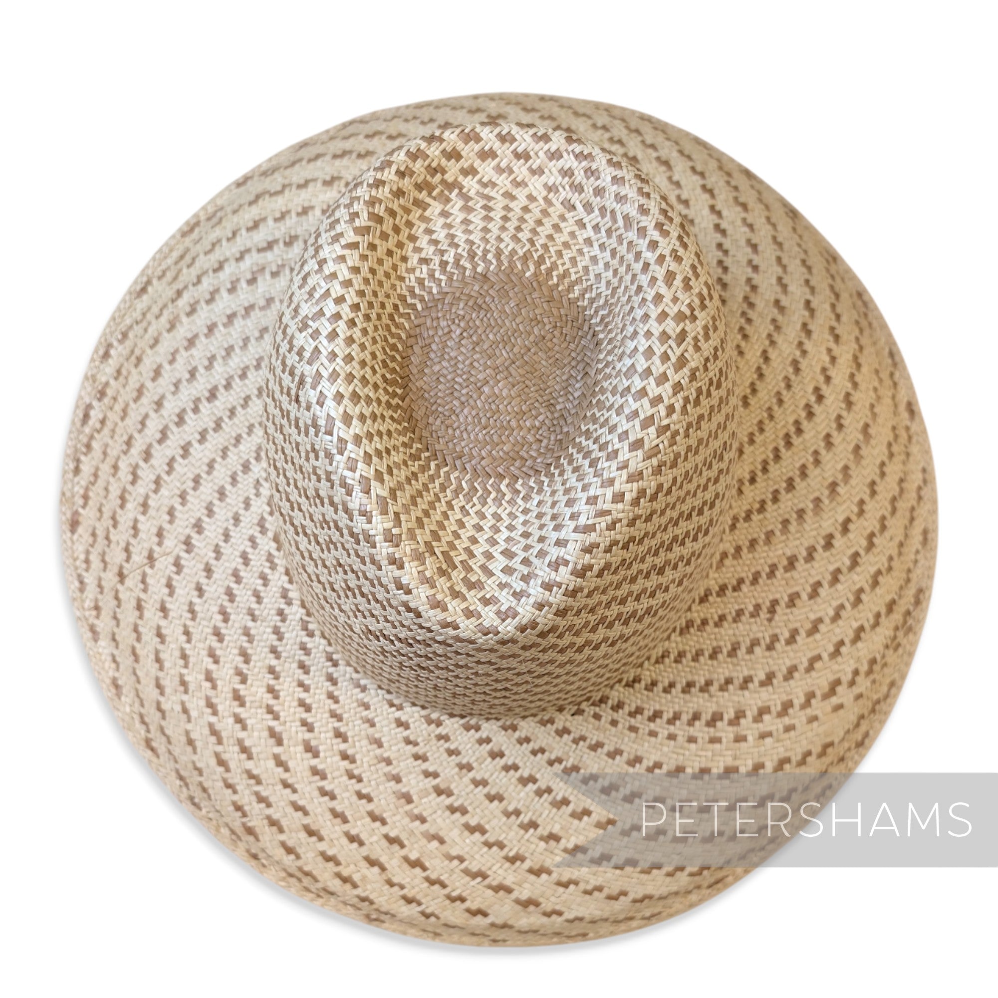 Petershams Millinery Supplies vintage Ecuador toquilla straw capeline with double dash pattern and partially blocked crown